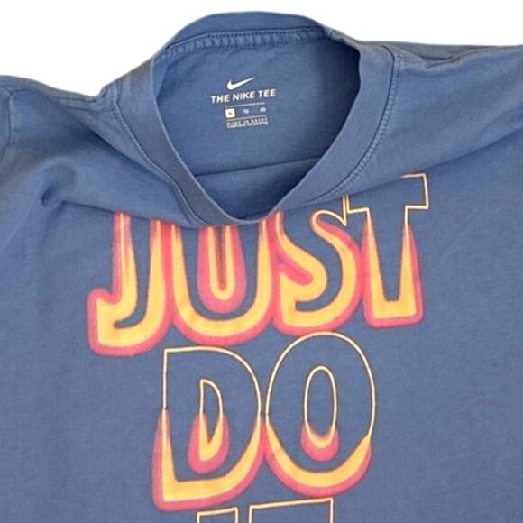 Nike The Nike Tee Blue 'Just Do It' Neon Logo T Shirt Size Youth XL - Picture 3 of 4